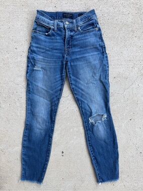Lucky Brand Ava Mid Rise Super Skinny Distressed Raw Hem Jeans Women 2/26